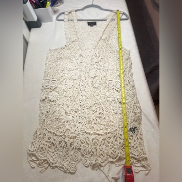 MADDISON Open Stitch Crochet Cardigan Boho hippie vest Women size M Cream color - Picture 3 of 11